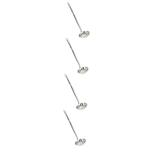 4pcs Stainless Steel Spoon Soup Spoons Serving Soup Ladle Practical Soup Spoon Soup Ladle for Food Home Soup Spoon Household Soup Spoon Restaurant Soup Spoon Long Handle Lotus