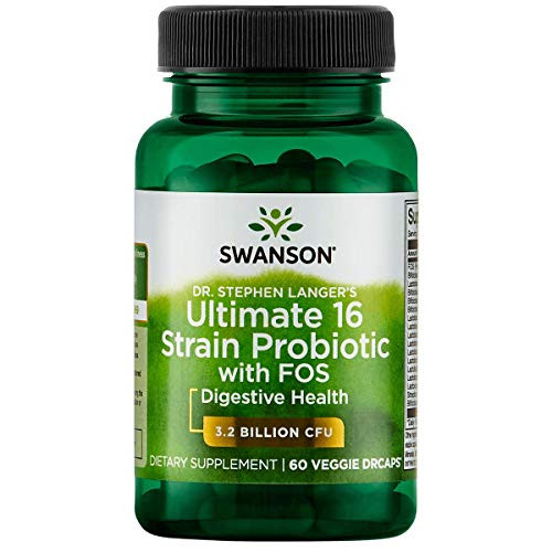 Swanson Probiotic with Prebiotic FOS Dr. Stephen Langer's Formula Digestive Support 16-Strain Supplement 3.2 Billion CFU 60 Capsules