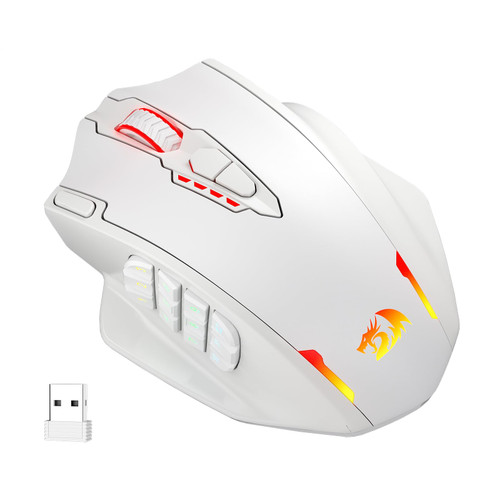 Redragon M913 Impact Elite Wireless Gaming Mouse, 16000 DPI Wired/Wireless RGB Gamer Mouse with 16 Programmable Buttons, 45 Hr Battery and Pro Optical Sensor, 12 Side Buttons MMO Mouse, White Redragon M913 Impact Elite Wireless Gaming Mouse, 16000 DPI Wired/Wireless RGB Gamer Mouse with 16 Programmable Buttons, 45 Hr Battery and Pro Optical Sensor, 12 Side Buttons MMO Mouse, White