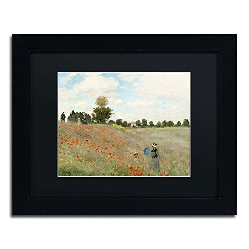 Wild Poppies Near Argenteuil Framed Artwork by Claude Monet, 11 by 14-Inch, Black