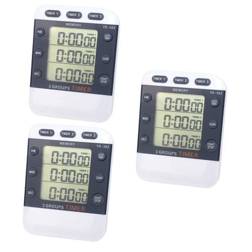 Unomor 3pcs 3 Digital Clocks Magnetic Timer Clock for Office Digital Kitchen Clock Digital Timer 3 Line Display Stopwatch Movement Timer Countdown Timer Reminder Electronic