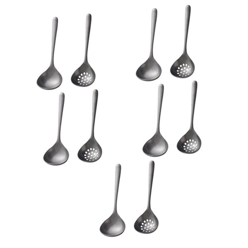 HOMSFOU 5 Sets Retro Hot Pot Soup Ladle Hotpot Soup Ladle Slotted Scoop Sauce Slotted Ladle Spoon Soup Ladle Colander Food Strainer Kitchen Accessory Fried Serving Spoon Stainless Steel