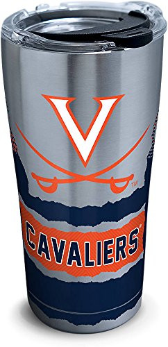 Tervis 1269212 Virginia Cavaliers Knockout Stainless Steel Tumbler with Clear and Black Hammer Lid 20oz, Silver