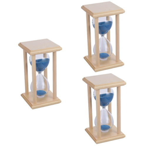 3pcs Hourglass Timer Glass Hourglass Sand Time Clock Sand Glass Timer Office Decor Tabletop Hourglass 15 Minutes Hourglass Clock for Office Sand Timer Desktop Gravel Wooden Frame