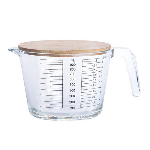 Zerodeko 1pc Graduated Cup Measuring Cup High Borosilicate Glass Cup Coffee Mugs Cups Milk Glass Cup Sauce Pitcher Measured Mug Measuring Jug Baking Tool Heating Coffee Cup Steamer Wooden