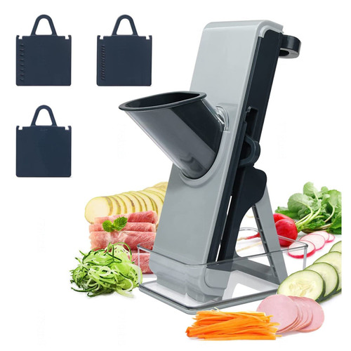 GHQYP Upright Mandolin, for Potatoes,Vegetable,Meat,Onions Dicer for Vegetables, Kitchen Chopper with Container, Thickness Adjuster Multi Blades