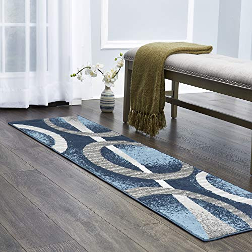 Home Dynamix Lyndhurst Melia Runner Area Rug 1'9"x7'2", Modern Abstract Midnight Blue/Gray