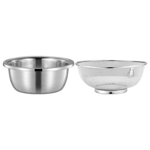 XENITE Kitchen Strainer Colander Stainless Steel Fine Mesh Strainer Bowl Straining Screen Basket Drainer 20cm Washing Bowl Colander Sieve Sifters for Rice Pasta Noodles Vegetables Baskets (Color : Si