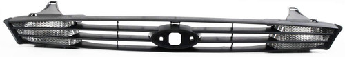 Evan-Fischer Grille Assembly Compatible with 2000-2004 Ford Focus Paintable Shell and Insert with Clear Turn Signal Lamps