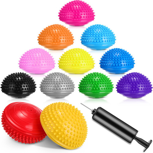 12 Pack Hedgehog Balance Pods Stability Balance Trainer Dots with Needle Pump Half Spiky Fitness Ball Domes for Kids Adults Stability Training, Physical Therapy, Core Strength Gymnastics Home Exercise 12 Pack Hedgehog Balance Pods Stability Balance Trainer Dots with Needle Pump Half Spiky Fitness Ball Domes for Kids Adults Stability Training, Physical Therapy, Core Strength Gymnastics Home Exercise
