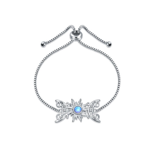 TOUPOP Sun Bracelet for Women s925 Sterling Silver Celtic Crescent Moonstone Birthday Jewelry Gifts for Wife Girls Sisters (Sun Moon)