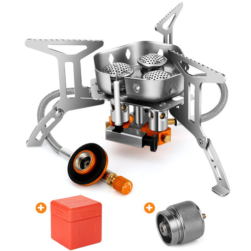Odoland 6800W Windproof Camp Stove Camping Gas Stove with Fuel Canister Adapter, Piezo Ignition, Carry Case, Portable Collapsible Stove Burner for Outdoor Backpacking Hiking and Picnic Odoland 6800W Windproof Camp Stove Camping Gas Stove with Fuel Canister Adapter, Piezo Ignition, Carry Case, Portable Collapsible Stove Burner for Outdoor Backpacking Hiking and Picnic