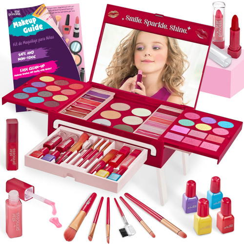 Kids Makeup Set for Girls - Non-Toxic Washable Make Up Kit for Little Girls - Pretend Play Toy Birthday Gift Idea for Girls Ages 5, 6, 7, 8, 9, 10 Year Old