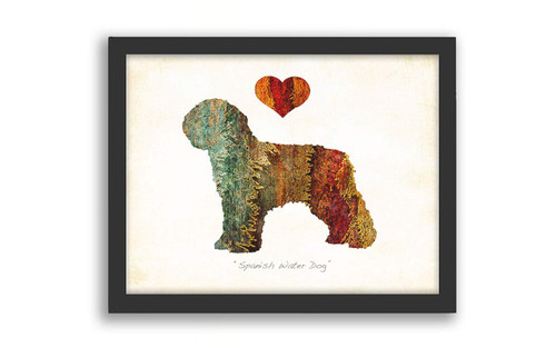 Spanish Water Dog Framed Dog Breed Watercolor Art Print by Dan Morris