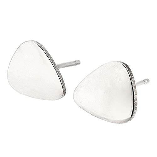 Small Guitar Pick Tear Drop Stud Earrings Polished Sterling Silver Handmade in USA
