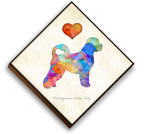 Portuguese Water Dog Diamond Shaped Mounted Print by Dan Morris