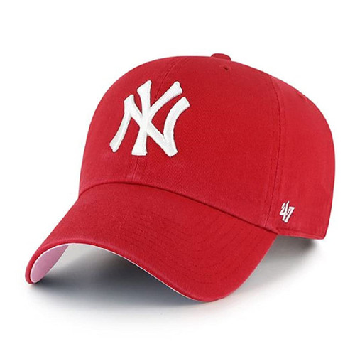 '47 MLB New York Yankees Ball Park Clean Up Adjustable Hat, Adult One Size Fits All (New York Yankees Red Pink)