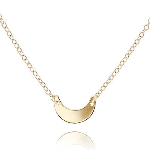 MAEMAE Half Moon Crescent Charm Necklace, 14k Gold Filled Dainty Chain, 16"+2" Extender