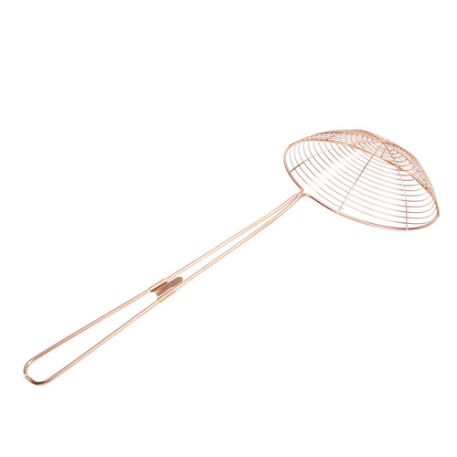 Asian Strainer Stainless Steel Wire Skimmer Ladle with Spiral Mesh Professional Skimmer Spoon Food Spaetzle Chips Strainer Ladle Colander Rose Gold
