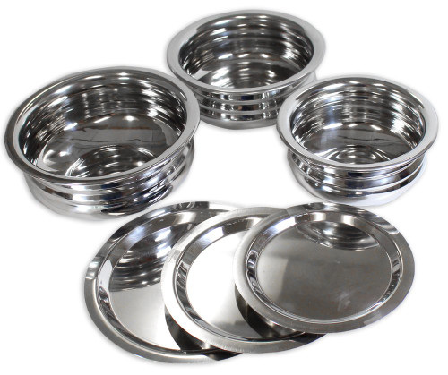 ToolUSA Kitchen Diva | 6-Piece Stainless Steel Bowl & Lid Set | Versatile & Elegant | Diameters 8" (20.3 cm), 7.25" (18.4 cm) & 6.25" (15.9 cm)