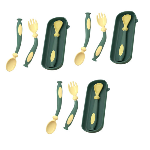 Toyvian 3 Sets Spoon and Fork Silicone Baby Utensil Kids Tableware Utensils Flatware Tableware for Toddlers Complementary Food Silicone Spoon Child