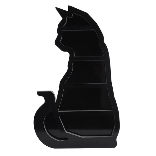Crystal Display Shelf, Cat Moon Shelf, Cat on The Moon Crystal Wood Shelf, Black Cat Design Cute Crystal Display Shelf for Display of Your Case for Display of Your Crystals, Perfumes, Small(Cat)