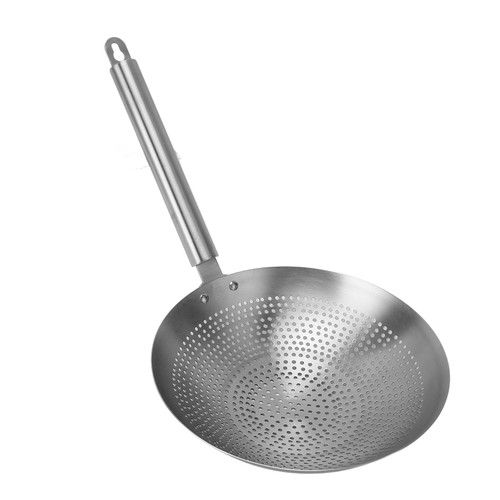 Skimmer Spoon, 304 Stainless Steel Strainer Skimmer Ladle, Oil Spider Strainer Durable Slotted Spoon Colander Spoon Utensil for Kitchen, Cooking, Draining, Frying, Daily Use (22cm)