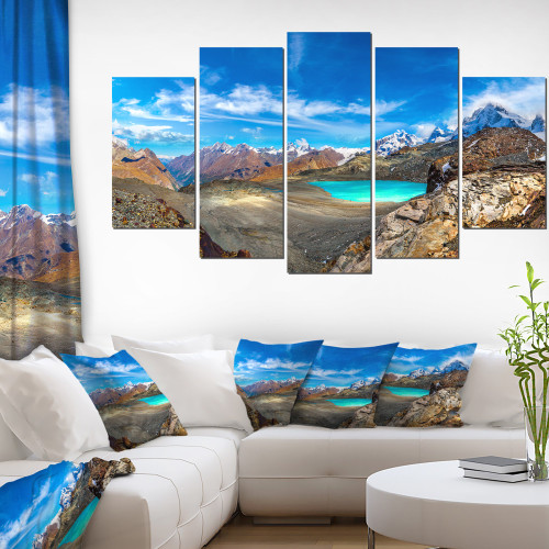 Designart Alps Mountains in Swiss Panorama-Extra Large Seashore Canvas Art-60x32 5 Piece-PT11214-373, 60x32-5 Panels Diamond Shape