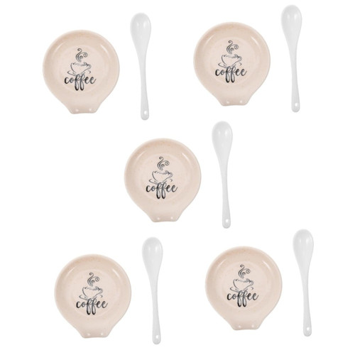 Zerodeko 5 Sets Ceramic Spoon Rest Food Serving Spoon Coffee Bar Accessories Cutlery Soup Spoon Rest Steak Plate Ladle Spoon Holder Teaspoon Holder Fork Rest Cactus Decorate Ceramics