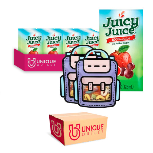 Juicy Juice 32-Pack of Fruit Punch 100% Juice no Sugar Added, On-the-Go Box 4.23 fl oz + 2 Snack Handbag by Unique Outlet Brand Juicy Juice 32-Pack of Fruit Punch 100% Juice no Sugar Added, On-the-Go Box 4.23 fl oz + 2 Snack Handbag by Unique Outlet Brand