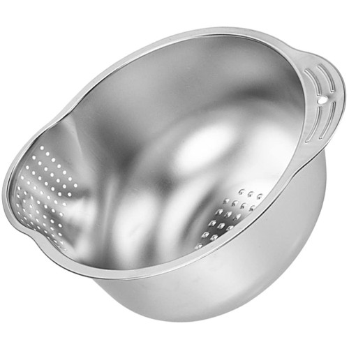 FLaig Stainless Steel Washing Bowl Rice Washing Bowl Colander Strainer 20cm Fine Mesh Strainer for Washing Vegetables Fruit Beans Pasta Colander Washing Bowl for Kitchen Baskets