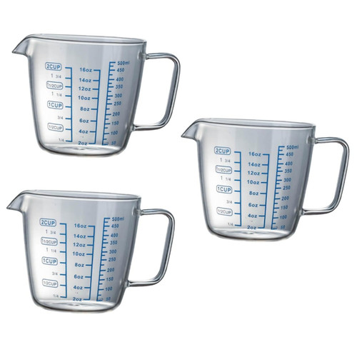 3pcs Measuring Scale Cup Hard Hat Sun Shade Glass Measuring Cups Temperature Measuring Glass Clear Measuring Cup High Borosilicate Glass Measuring Cup Liquid Measuring Spoon