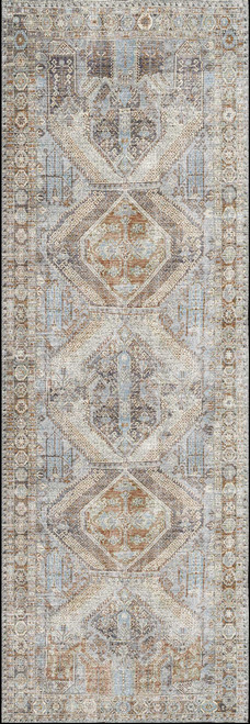Rug Collective Doormat Runner Rug, Waterproof Area Rug for Hallways/Entryways, LE Grand LOUVRE Blue Runner 2'3''X3'6'' Runner