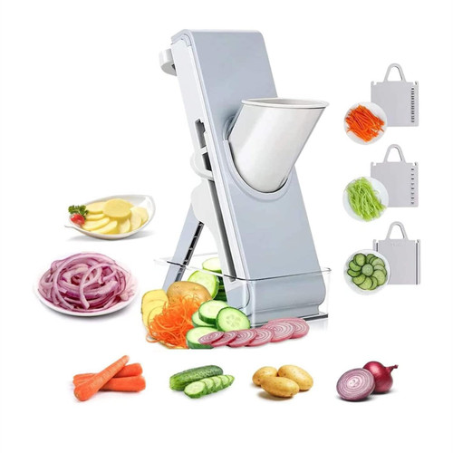 Safe Slice Mandoline Slicer, for Potatoes,Vegetable,Meat,Onions Safe Slice Mandoline Slicer, Safe Vegetable Slicer with Container, Thickness Adjuster Multi Blades