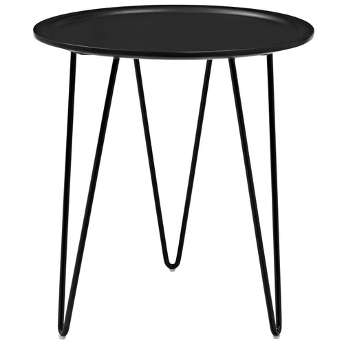 Modway Digress Mid-Century Round Side Table With Hairpin Legs in Black
