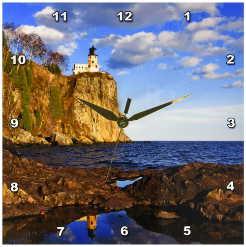 3dRose DPP_91378_1 USA, Minnesota, Split Rock Lighthouse, Lake Superior - US24 DSV0010 - David Svilar - Wall Clock, 10 by 10-Inch