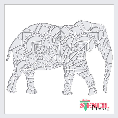 Indian Elephant Ornate Design Stencil - DIY Art Best Vinyl Large Stencils for Painting on Wood, Canvas, Wall, etc.-Massive (30" x 21")| Ultra Thick Exhibit Grade White Color Material