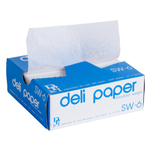 Box of 500 Durable Packaging 6' x 10 3/4' Interfolded Deli Wrap Wax Paper Box of 500 Durable Packaging 6' x 10 3/4' Interfolded Deli Wrap Wax Paper