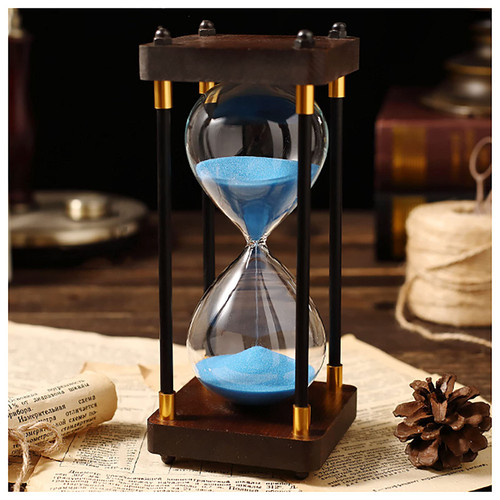 BbteK Sandglass Timer,Hourglass Sand Timers, Hourglass Timer 30/60 Minutes Glass Hourglass Sandglass Timer Ornament Wooden Frame Sand Timer Clock,Fashion Colorful Hourglass (Color : White)