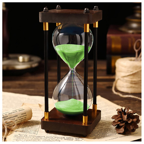 BbteK Sandglass Timer,Hourglass Sand Timers, Hourglass Timer 30/60 Minutes Glass Hourglass Sandglass Timer Ornament Wooden Frame Sand Timer Clock,Fashion Colorful Hourglass (Color : OneColor)