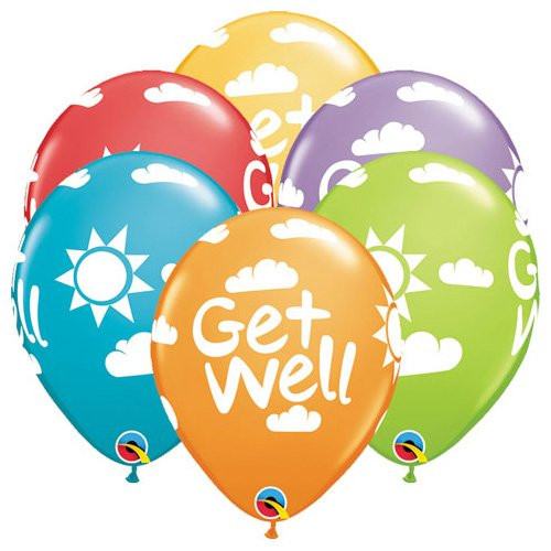 Qualatex Latex Balloons 49686-Q Get Well Sunshine, 11&quot, Multicolor