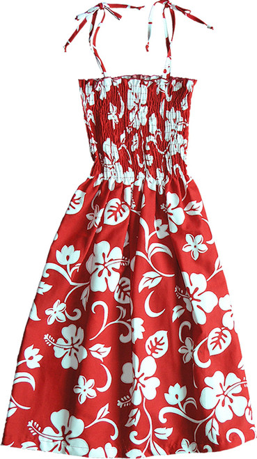 RJC Womens Classic Hibiscus Elastic Tube Top Sundress in Red - S