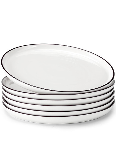 Yedio Ceramic Dinner Plates Set of 6, 10 Inch Porcelain Plates for Salad, Dessert, Appetizer, Pasta, Kitchen Serving Dish, Microwave, Oven, Dishwasher Safe, White