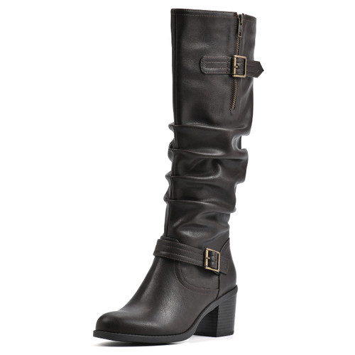 WHITE MOUNTAIN Shoes Women's Desirable Boot, Dk.Brown/Tumbled/Smooth, 9.5 M