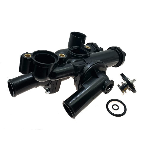 Engine Coolant Thermostat Housing Assembly for Chrysle 200 Sebring Dodge Avenger Caliber Journey Compass Patriot Replace 68003582AB 06508355AA 4884571AB 4884873AA 55111016AD 55111017AC