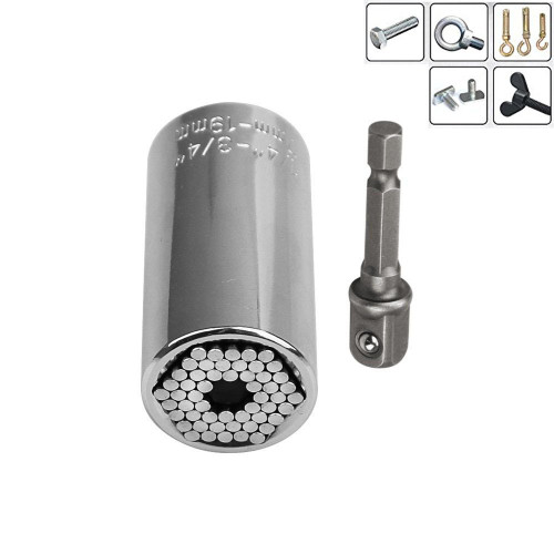 BaiFM Professional Universal Gator Socket Wrench Adapter Grip 7mm to 19mm with Power Drill Adapter and Handle Universal Repair Tools (Without Handle)