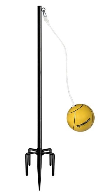 Garbuildman Tetherball Set with Ball & Rope for Outdoor Backyard, Adjustable Tether Ball Pole with 7-Prong Base for Playground, Outside Ball Games Sports for Kids & Adults, 8.75FT Black