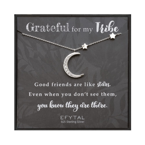 EFYTAL Bridesmaid Gifts, 925 Sterling Silver CZ Crescent Moon and Stars Necklace for Friends, Bridal Party Friendship Necklaces EFYTAL Bridesmaid Gifts, 925 Sterling Silver CZ Crescent Moon and Stars Necklace for Friends, Bridal Party Friendship Necklaces