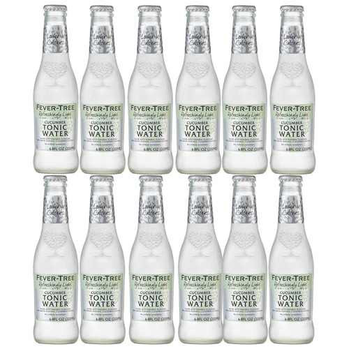 BEEQ BOX Fever-Tree Light Cucumber Tonic Water Glass Bottles, No Artificial Sweeteners, Flavorings & Preservatives, 6.8 Fl Oz, (Pack of 12)