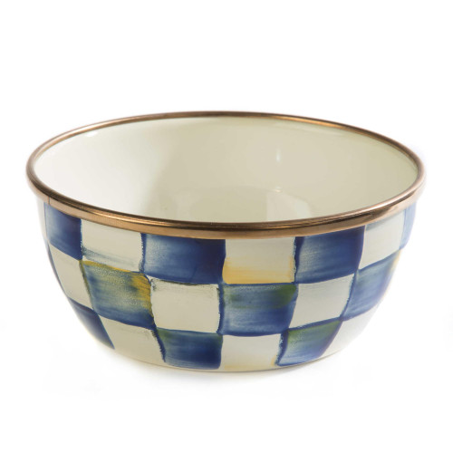 MACKENZIE-CHILDS Royal Check Enamel Pinch Bowl, Checkered Small Bowl for Kitchen Ingredients